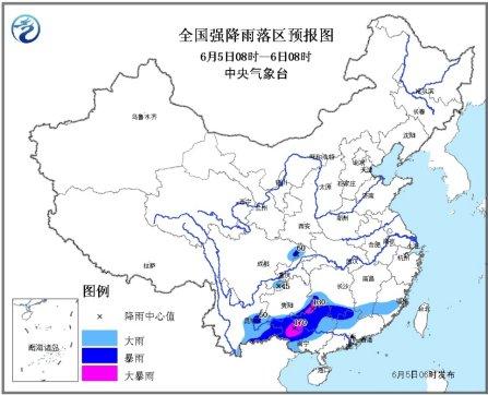 气象台发布暴雨蓝色预警 广西湖南局部有大暴雨